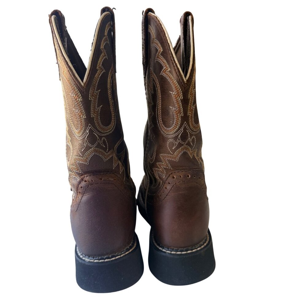 Justin Western Boots Womens 6.5B Brown Cowhide Leather Inji Aged Bark Western - Picture 11 of 15